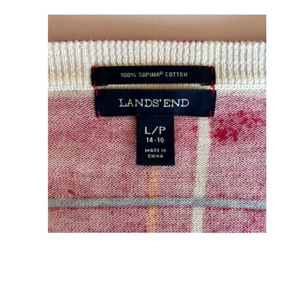 Lands End Women's Size LP 14-16 pink, yellow, blue stripes - Picture 3 of 5